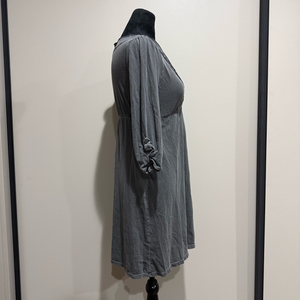 Y2K O'Neill Charcoal Gray Pleated Boho Chic Tunic Dress - Size M - Picture 3 of 8
